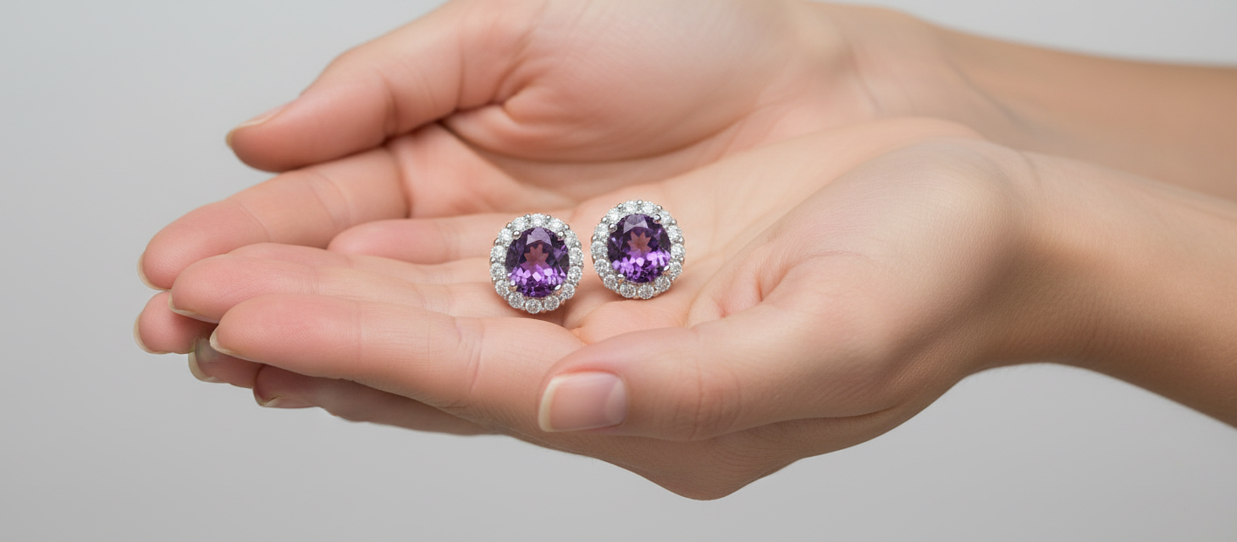 925 purple Amethyst silver earring studs