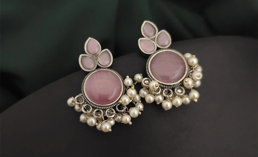 Black 925 Sterling Silver Dangler Earrings