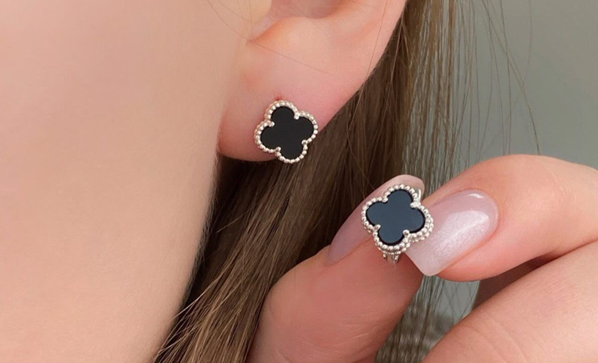 Black 925 Sterling Silver Dangler Earrings