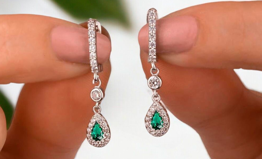 Teal Green 925 Sterling Silver Earrings