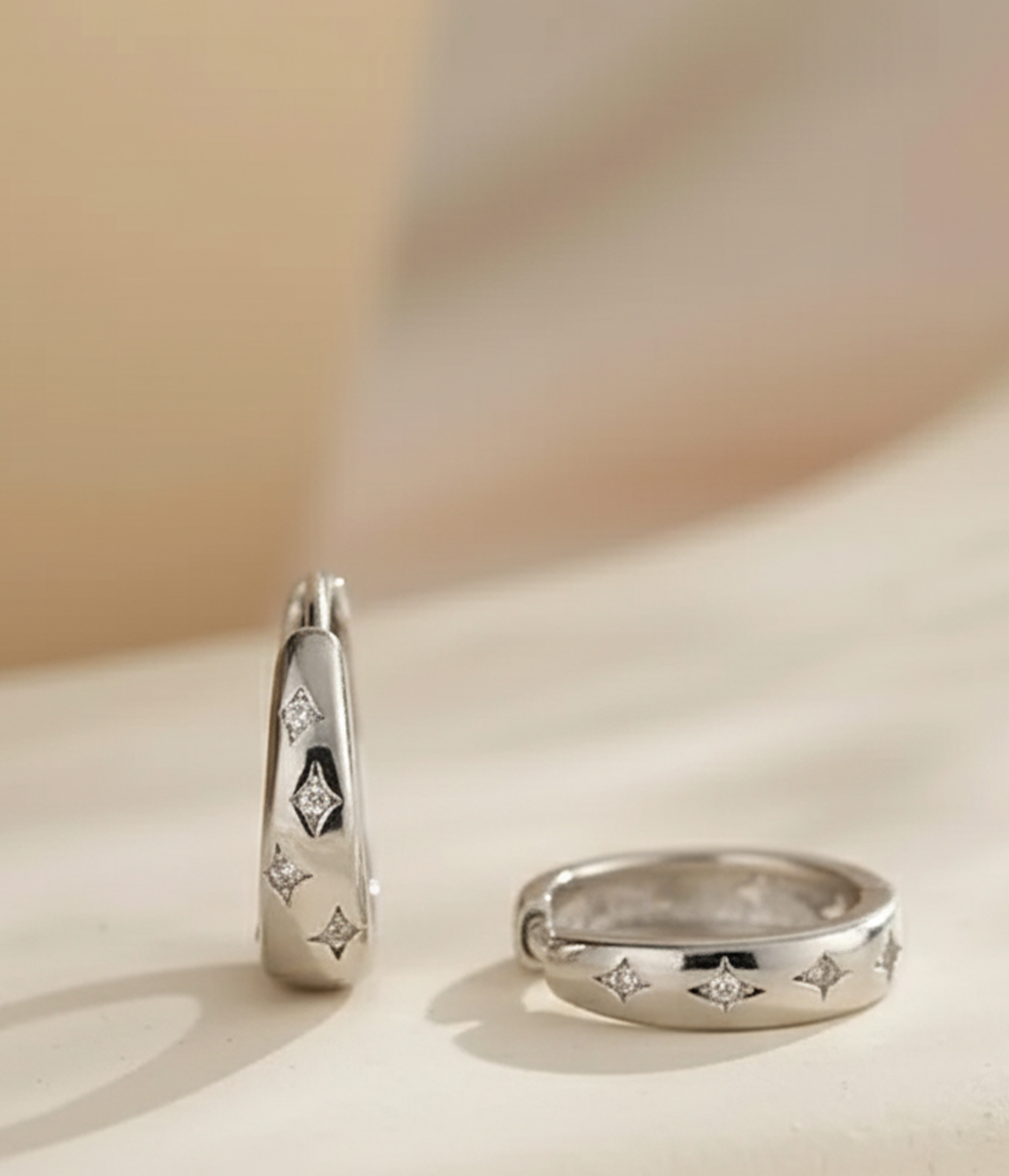 925 Silver star hoop earring with Moissanite