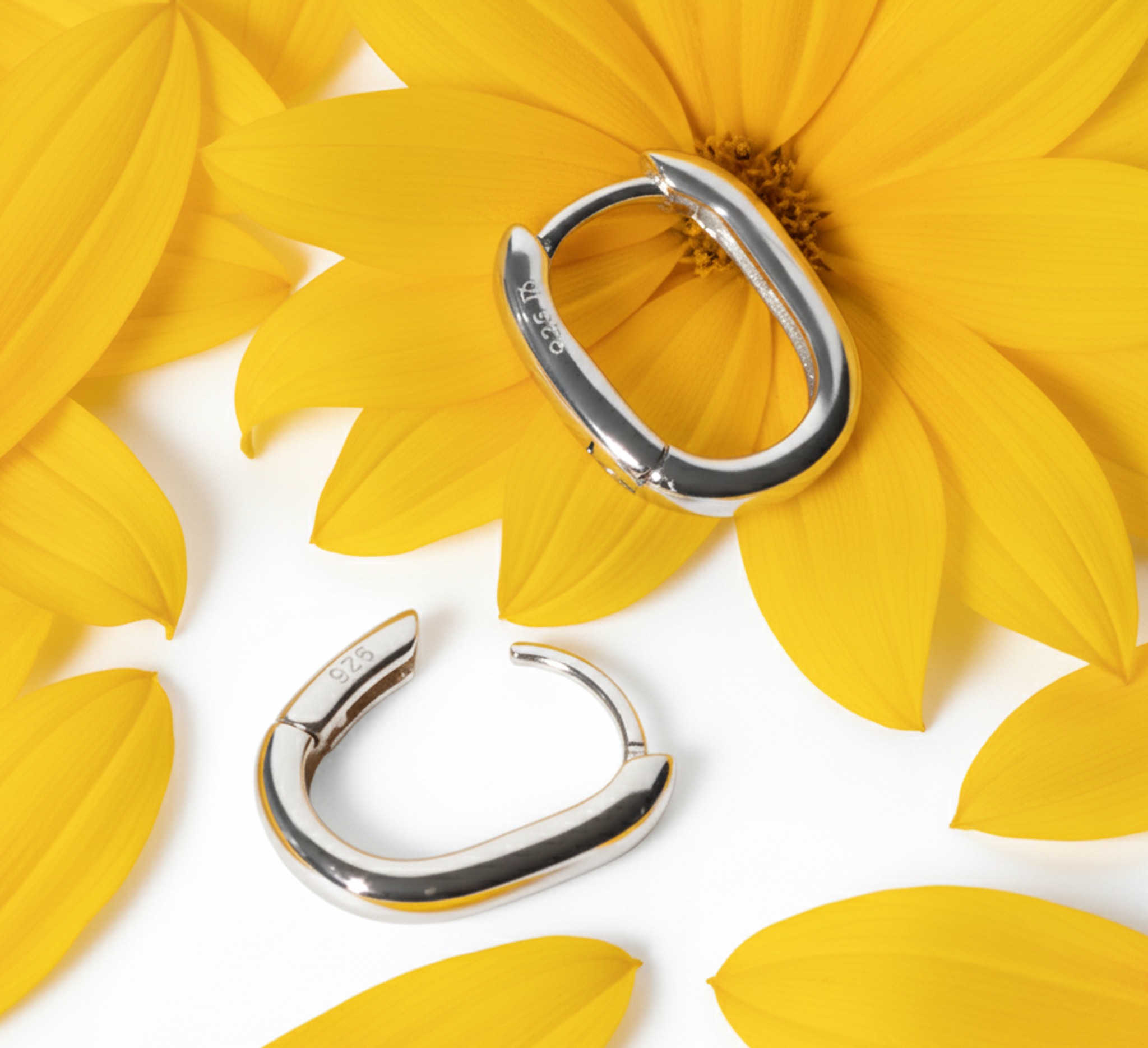 925 Silver white gold finish trending Hoops earrings for women