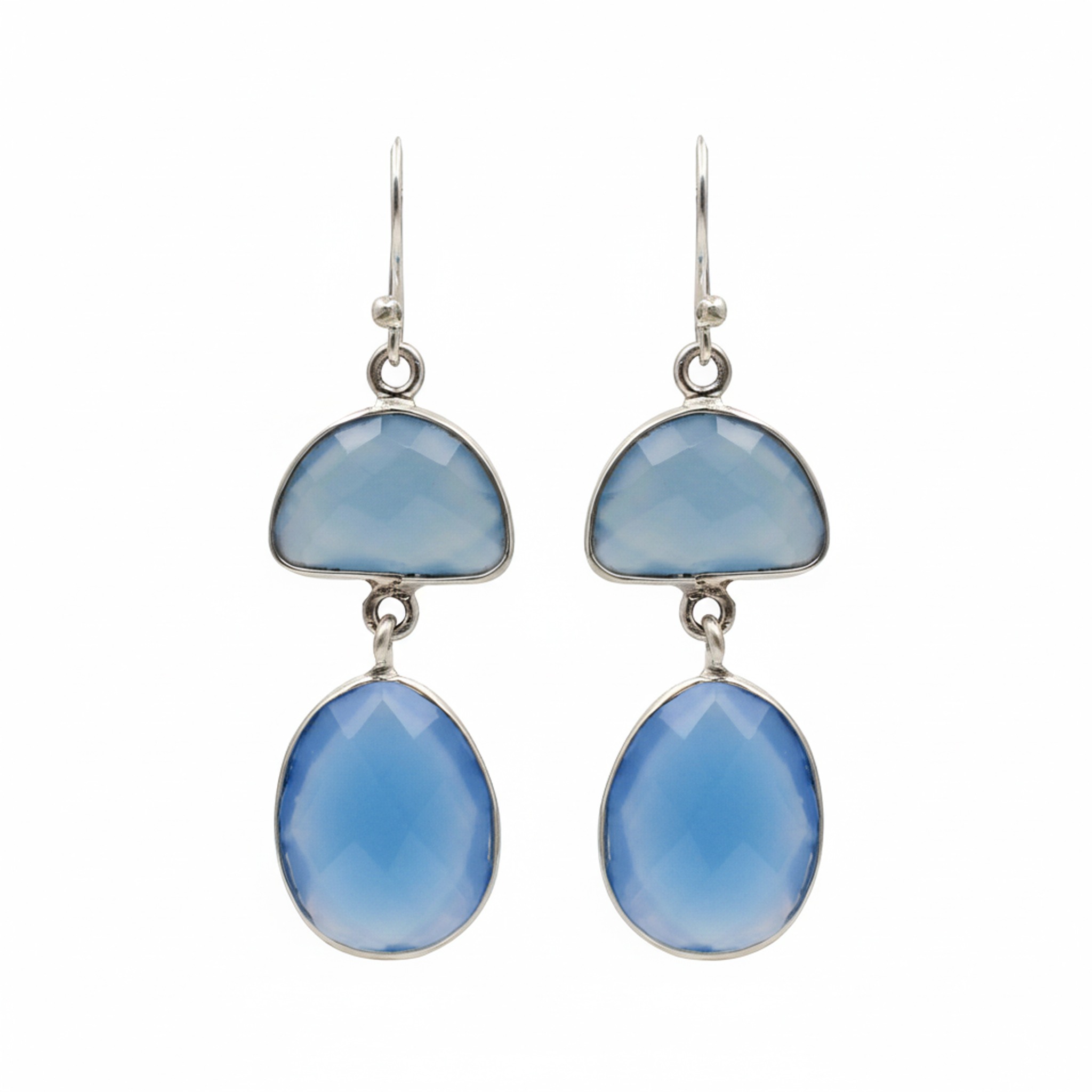 925 SILVER DROP EARRING WITH BLUE STONE