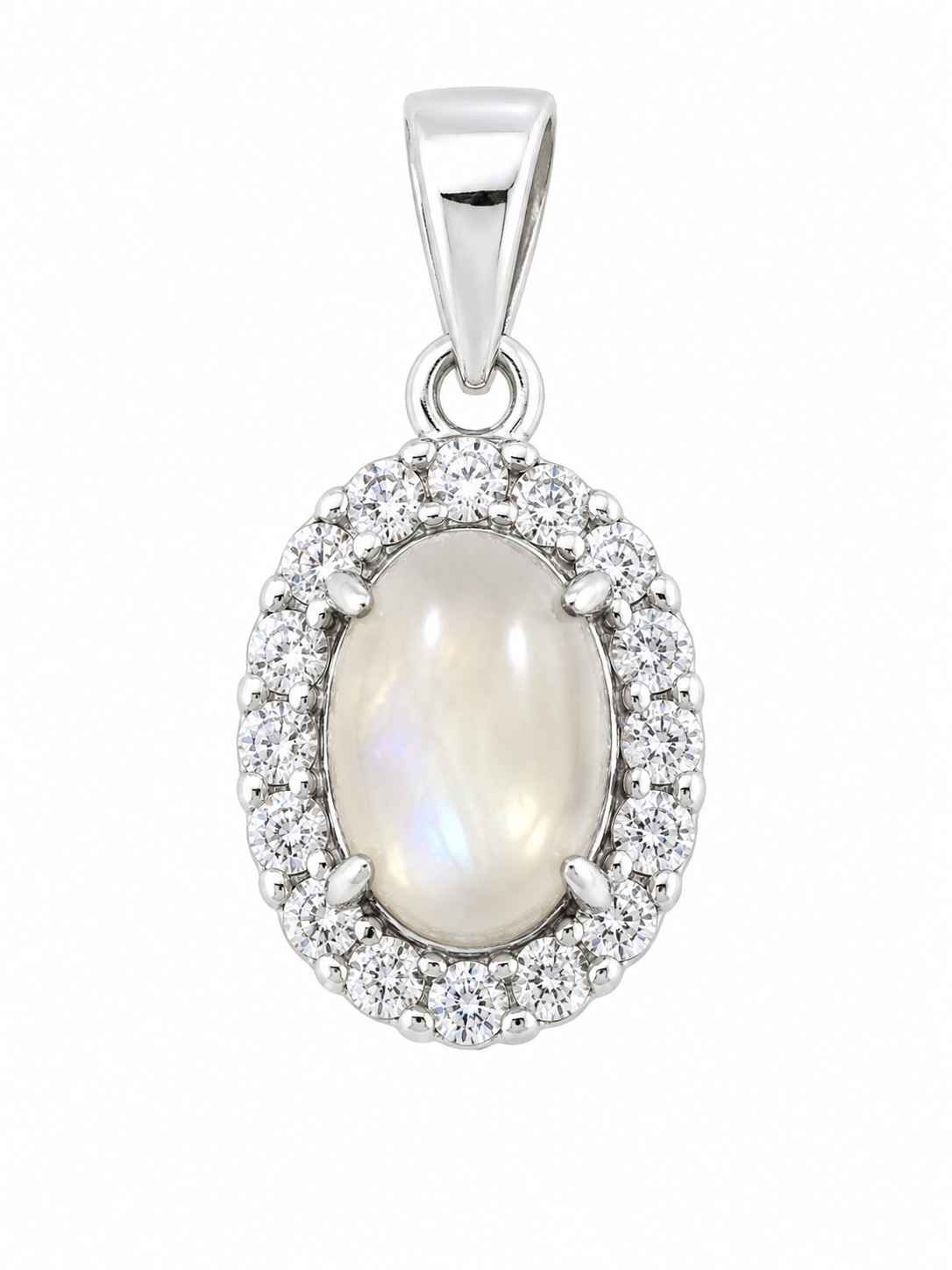 Monalisa Stone & Moissanite 925 Silver Pendant Loop