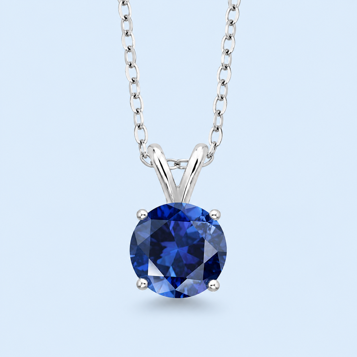 Natural Blue Topaz 925 Silver Pendant Loop