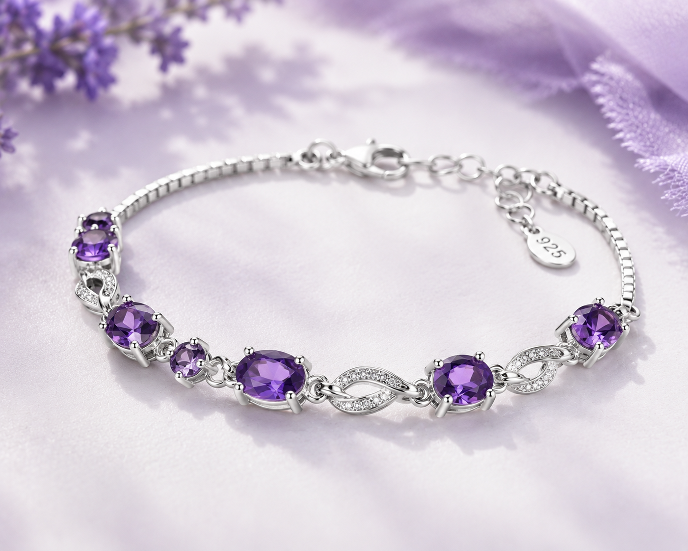 Amethyst Silver bracelet